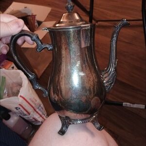 Vintage Silver Teapot with Ornate Handle